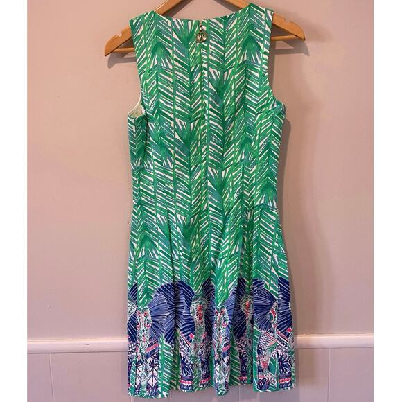 Lilly Pulitzer Sleeveless Dress Green Blue Print Casual Party Size 4 - Picture 6 of 7
